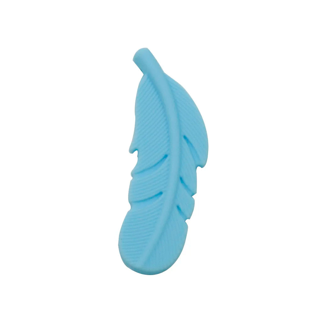 10Pcs Feather Silicone Beads Baby Teether BPA Free Handmade Chewable Sensory Pacifier Clip Jewelry for Baby Toys