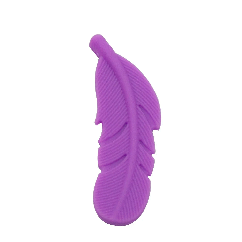 10Pcs Feather Silicone Beads Baby Teether BPA Free Handmade Chewable Sensory Pacifier Clip Jewelry for Baby Toys