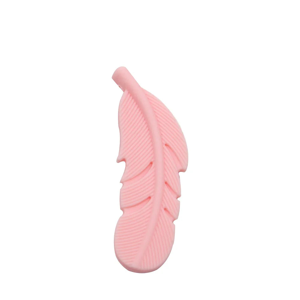 10Pcs Feather Silicone Beads Baby Teether BPA Free Handmade Chewable Sensory Pacifier Clip Jewelry for Baby Toys