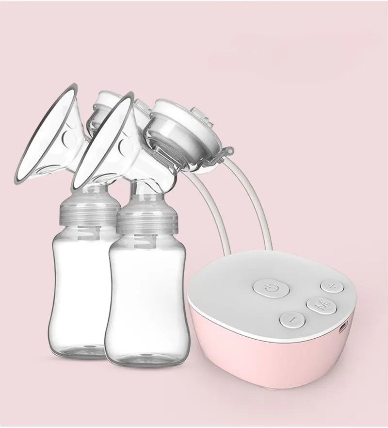 Double Electric Breast Pump USB Electric Breast Pump with Baby Milk Bottle Cold Heat Pad BPA Free Powerful Breast Pumps