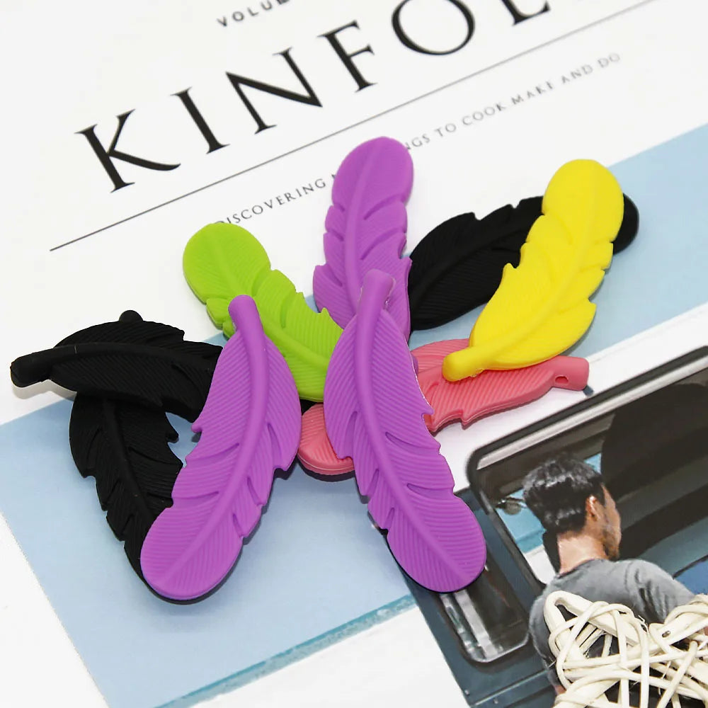10Pcs Feather Silicone Beads Baby Teether BPA Free Handmade Chewable Sensory Pacifier Clip Jewelry for Baby Toys