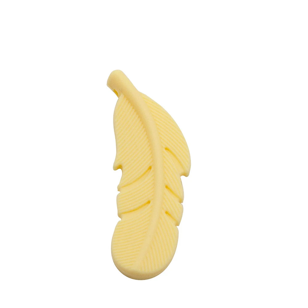 10Pcs Feather Silicone Beads Baby Teether BPA Free Handmade Chewable Sensory Pacifier Clip Jewelry for Baby Toys