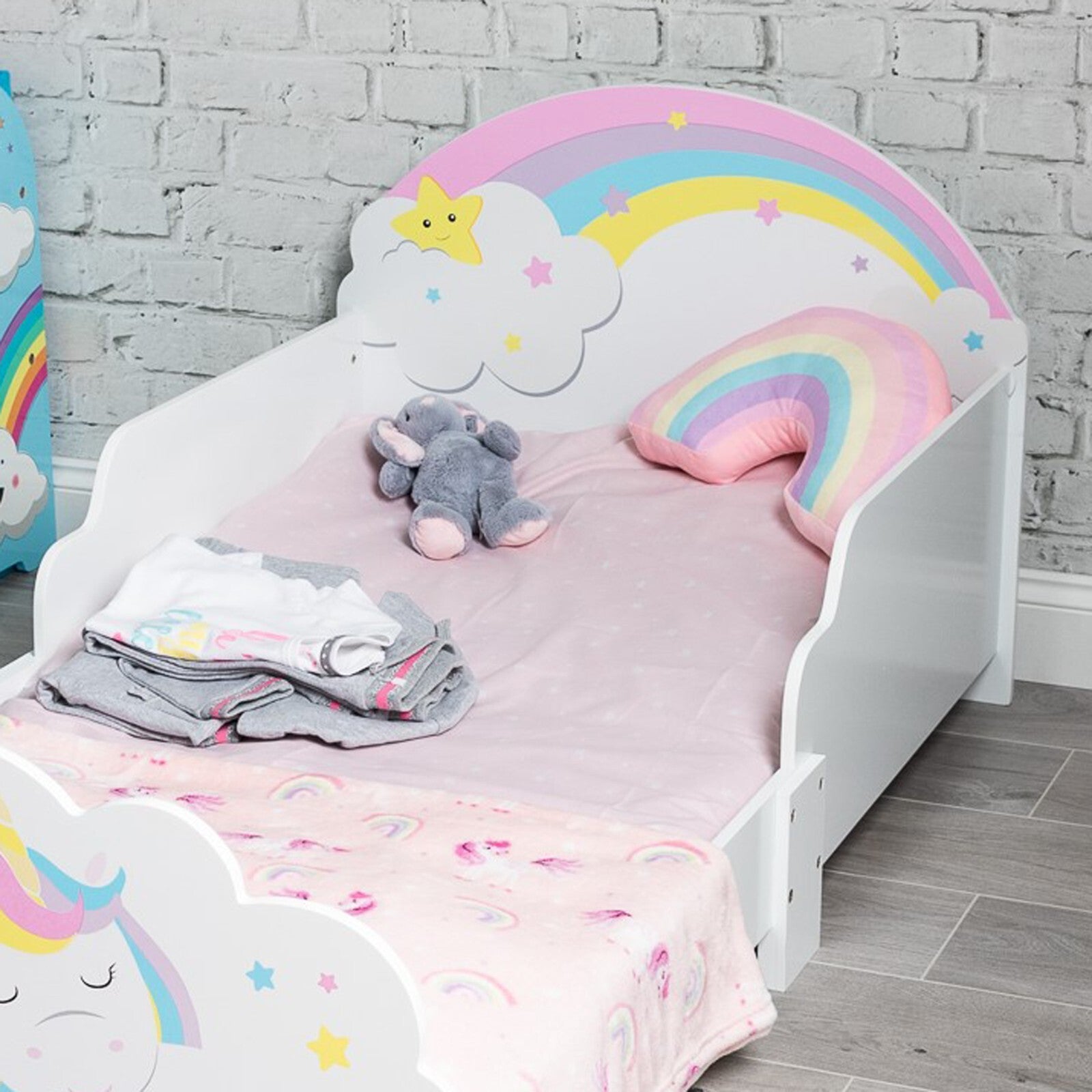 Wooden Toddler Kids Junior Children'S Wood Single Bed Nursery Bedroom Furniture