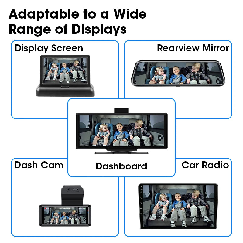 HD 1080P Car Baby Back Seat Camera Child In-Car Monitor Camera for Car Radio Dash Cam Rearview Mirror Dashboard Display Screen