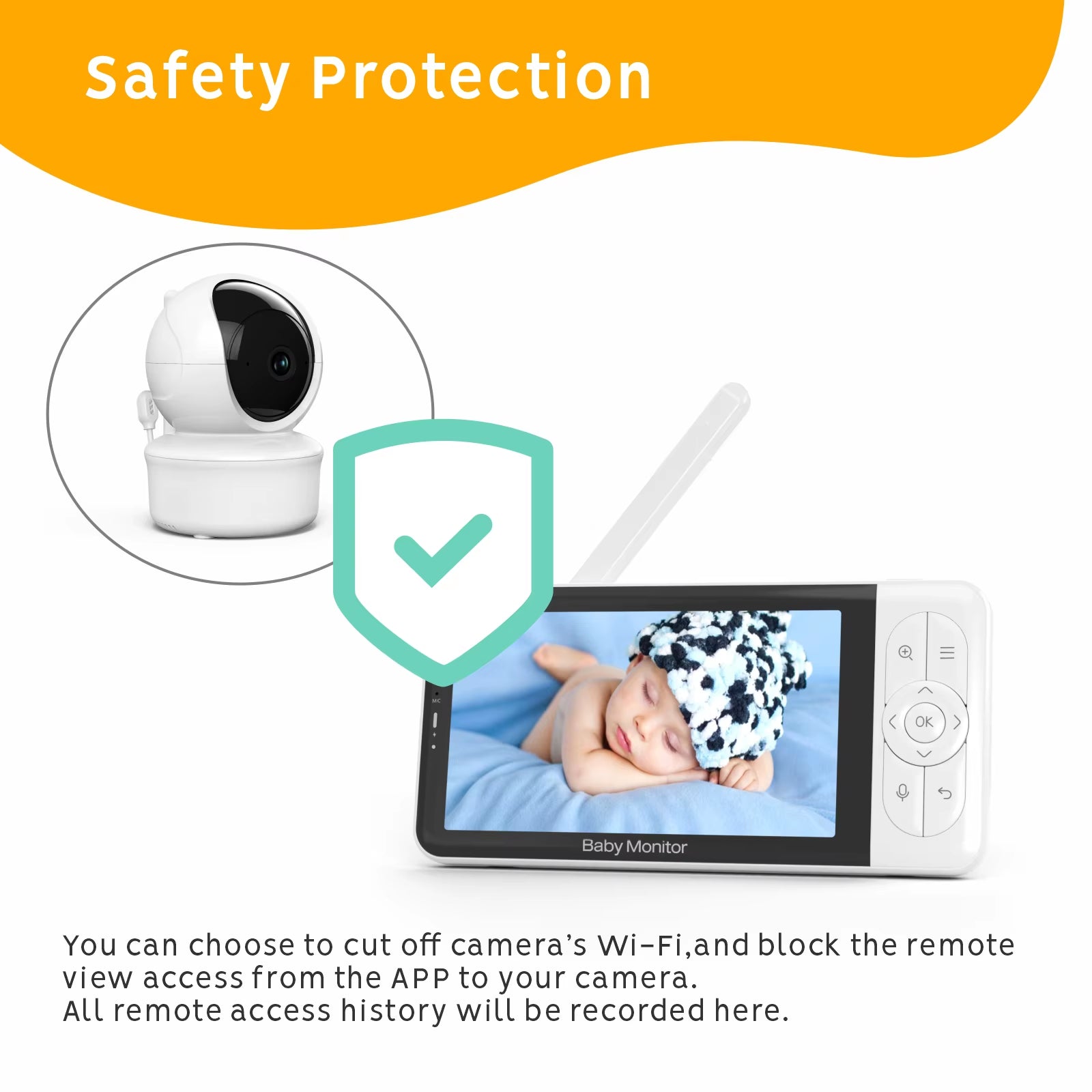 Tuya Wifi Baby Monitor 2.4GH Wifi 1080P Camera Nightvision Motion and Sound Notifications Humidity Support Phone App Control