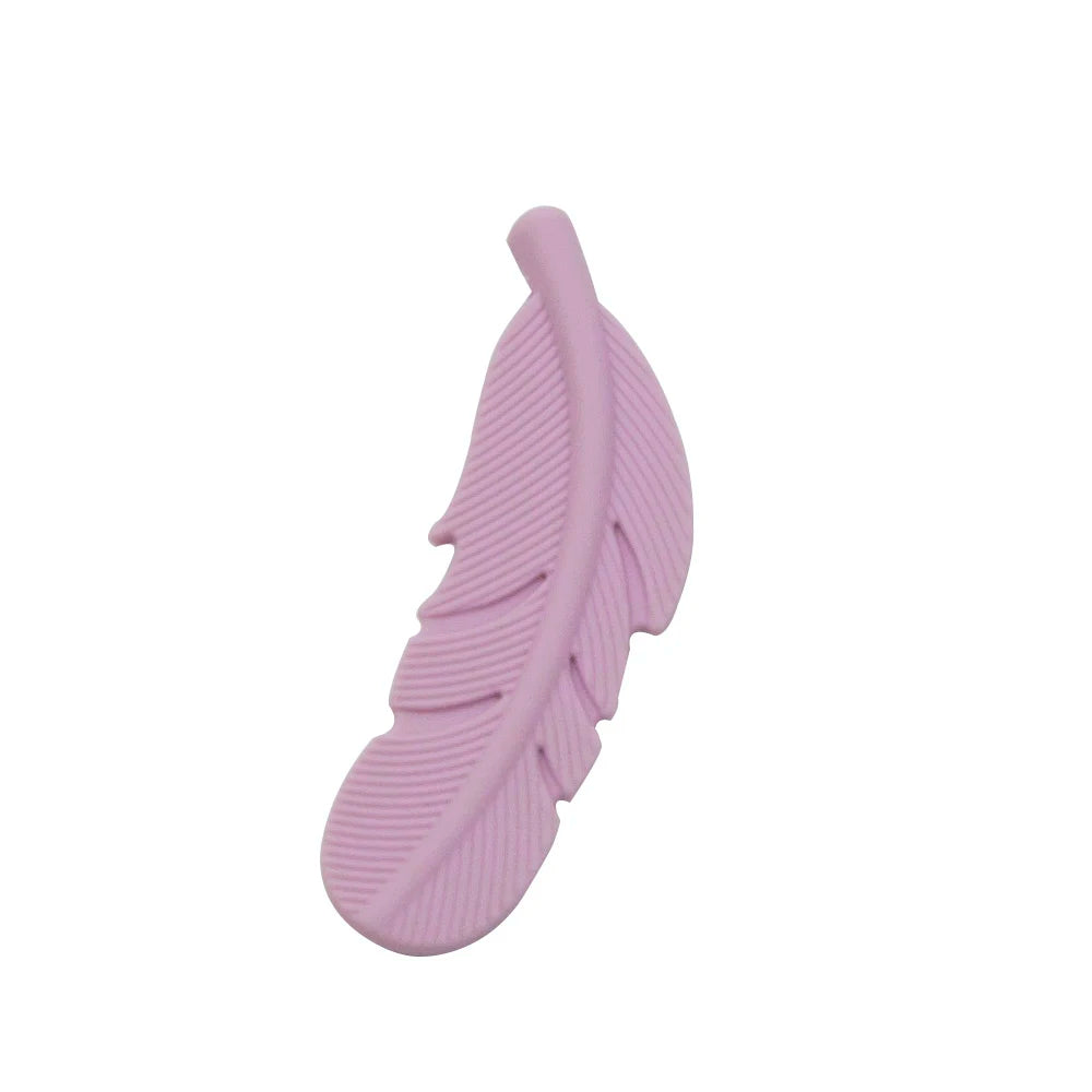 10Pcs Feather Silicone Beads Baby Teether BPA Free Handmade Chewable Sensory Pacifier Clip Jewelry for Baby Toys