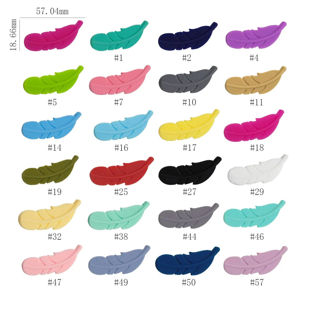 10Pcs Feather Silicone Beads Baby Teether BPA Free Handmade Chewable Sensory Pacifier Clip Jewelry for Baby Toys