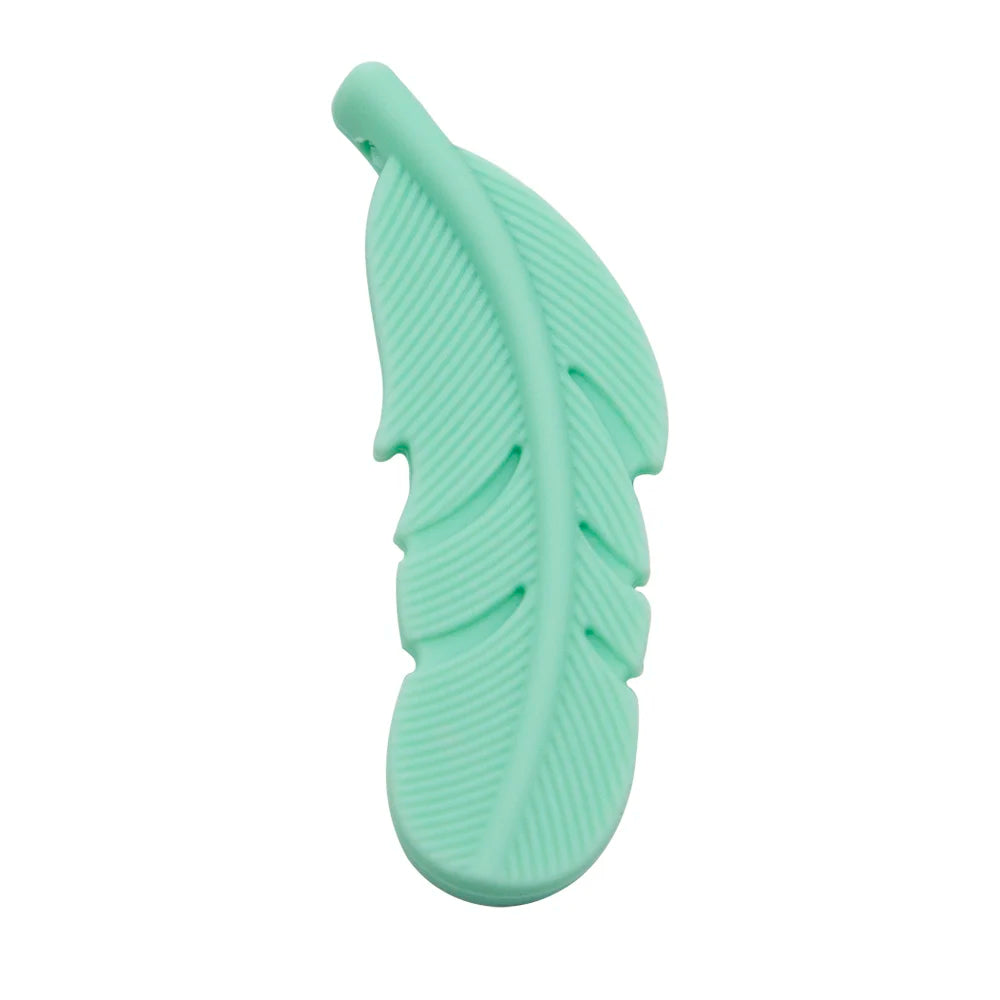 10Pcs Feather Silicone Beads Baby Teether BPA Free Handmade Chewable Sensory Pacifier Clip Jewelry for Baby Toys