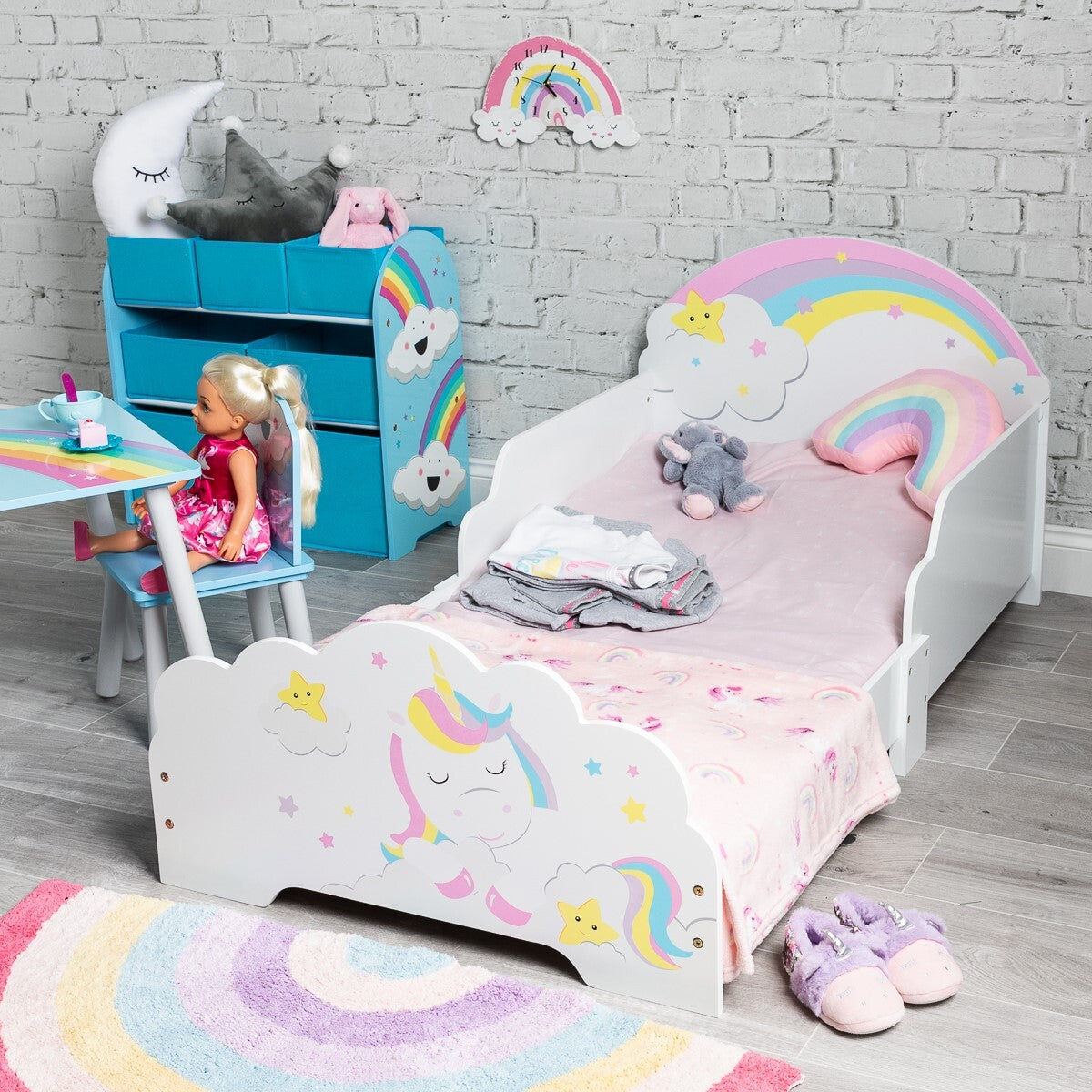 Wooden Toddler Kids Junior Children'S Wood Single Bed Nursery Bedroom Furniture